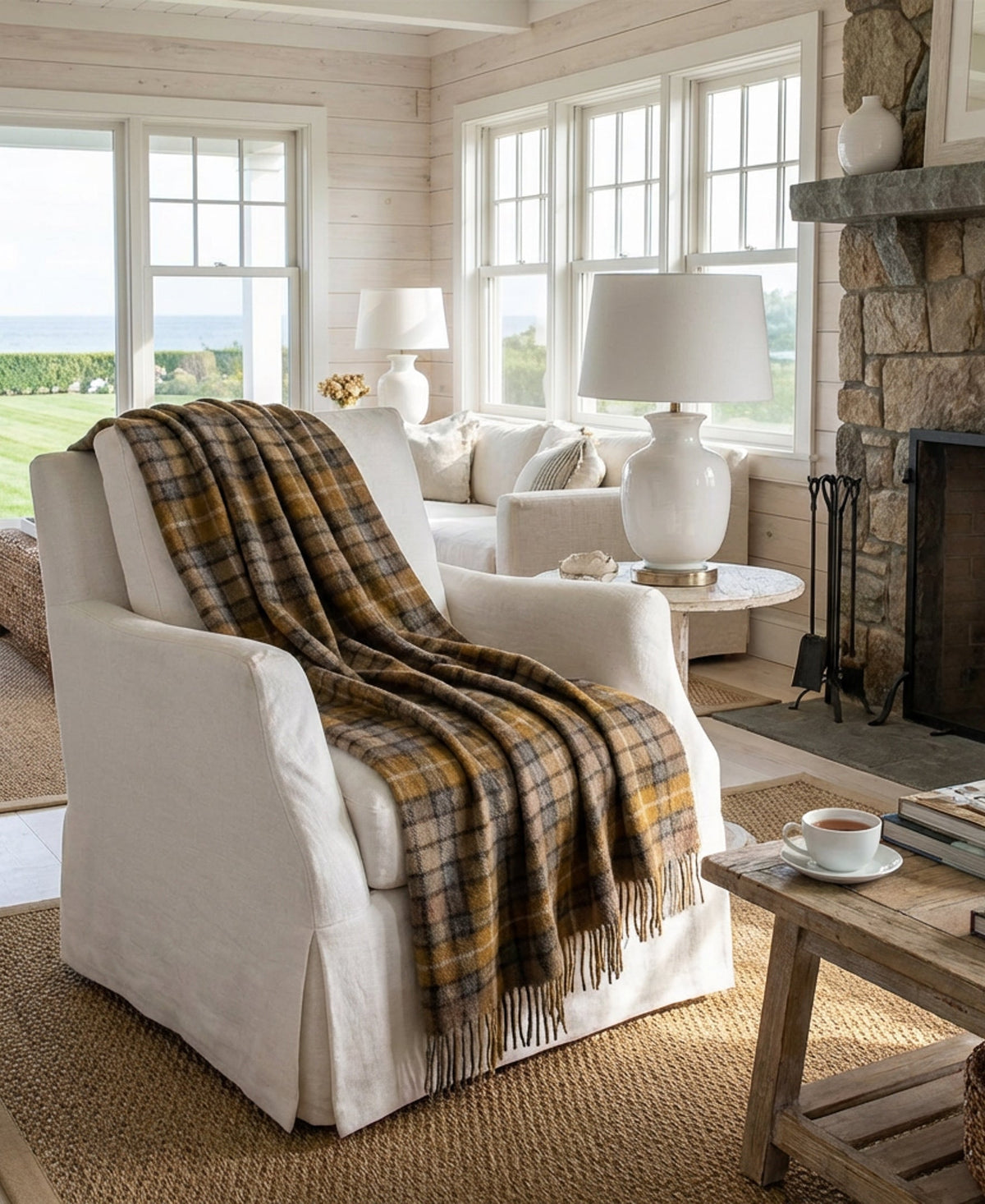 Highland Tweeds Natural Buchanan Wool Throw