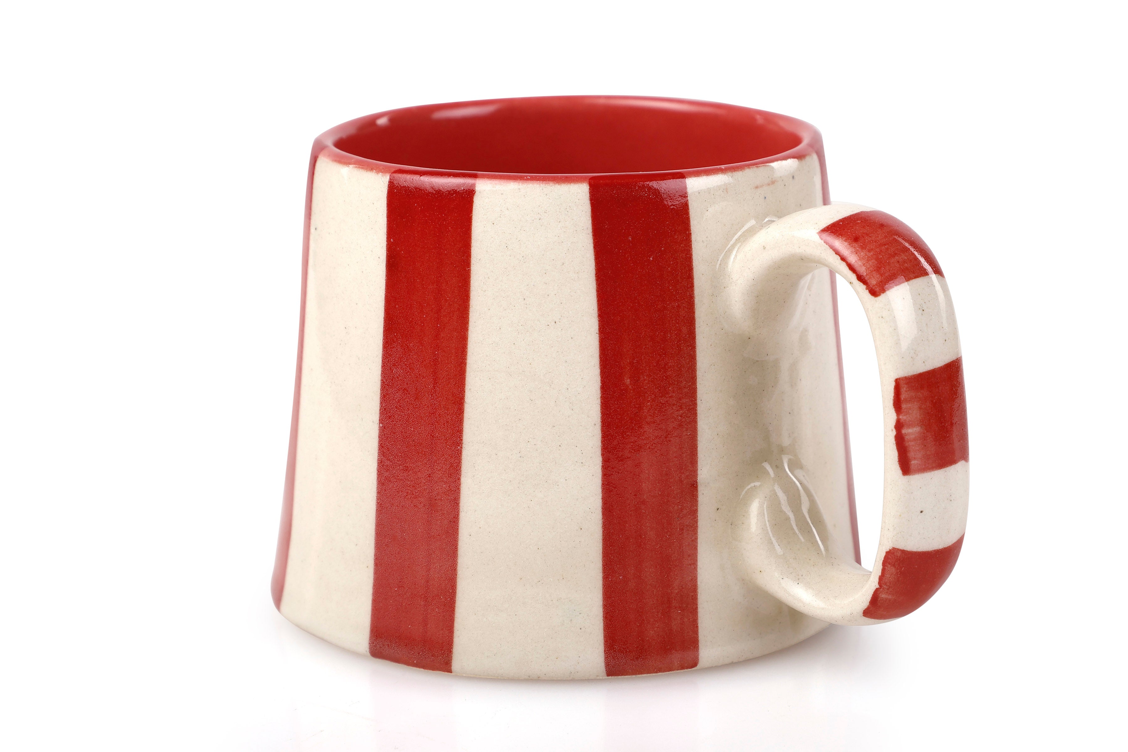 Handmade Ceramic Red Stripe Coffee & Tea Mug