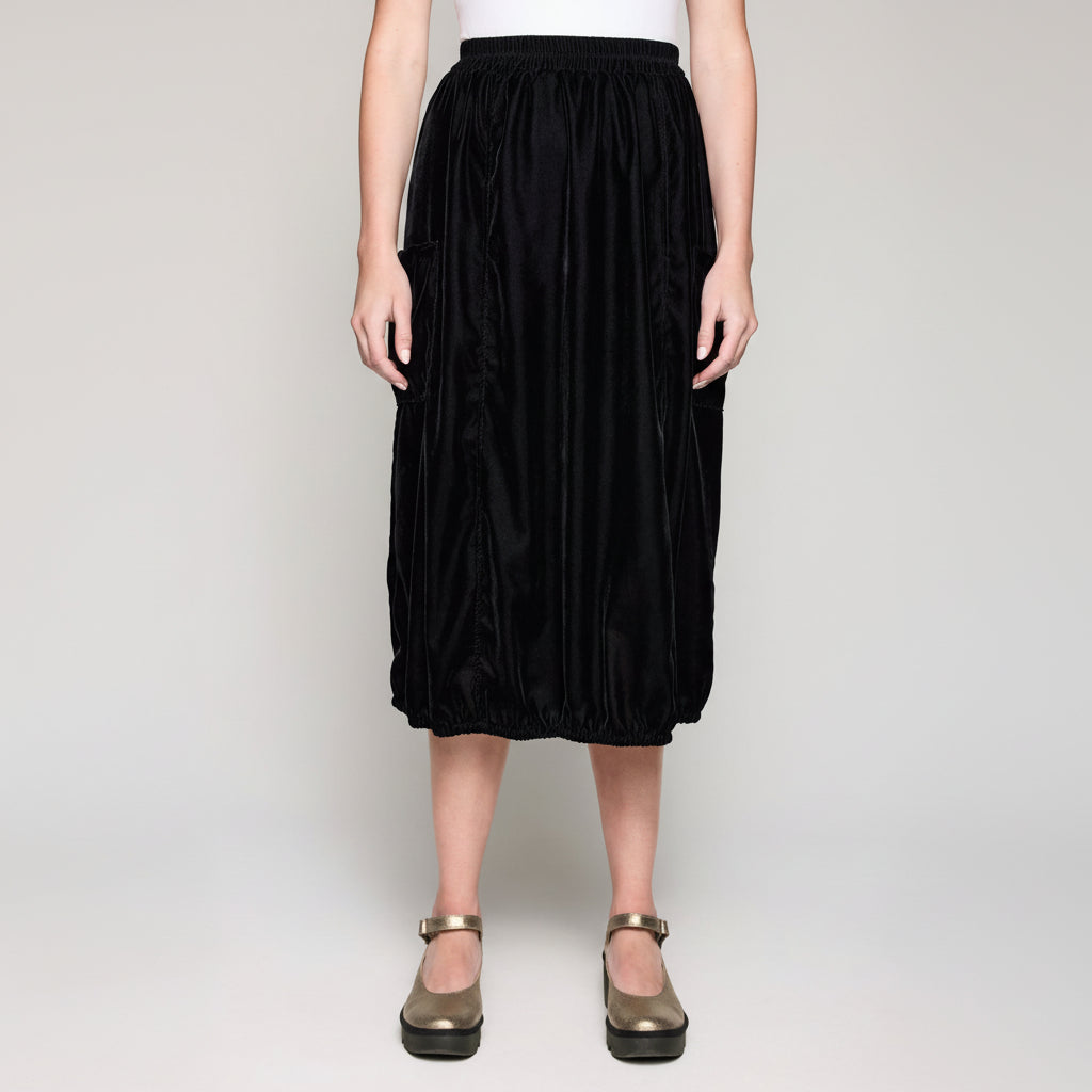 Velvet Cargo Skirt - Black