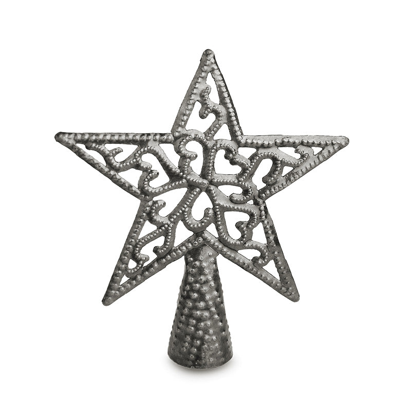 Handcrafted Metal Star Tree Topper – Recycled Steel Holiday Decor, 9.5"