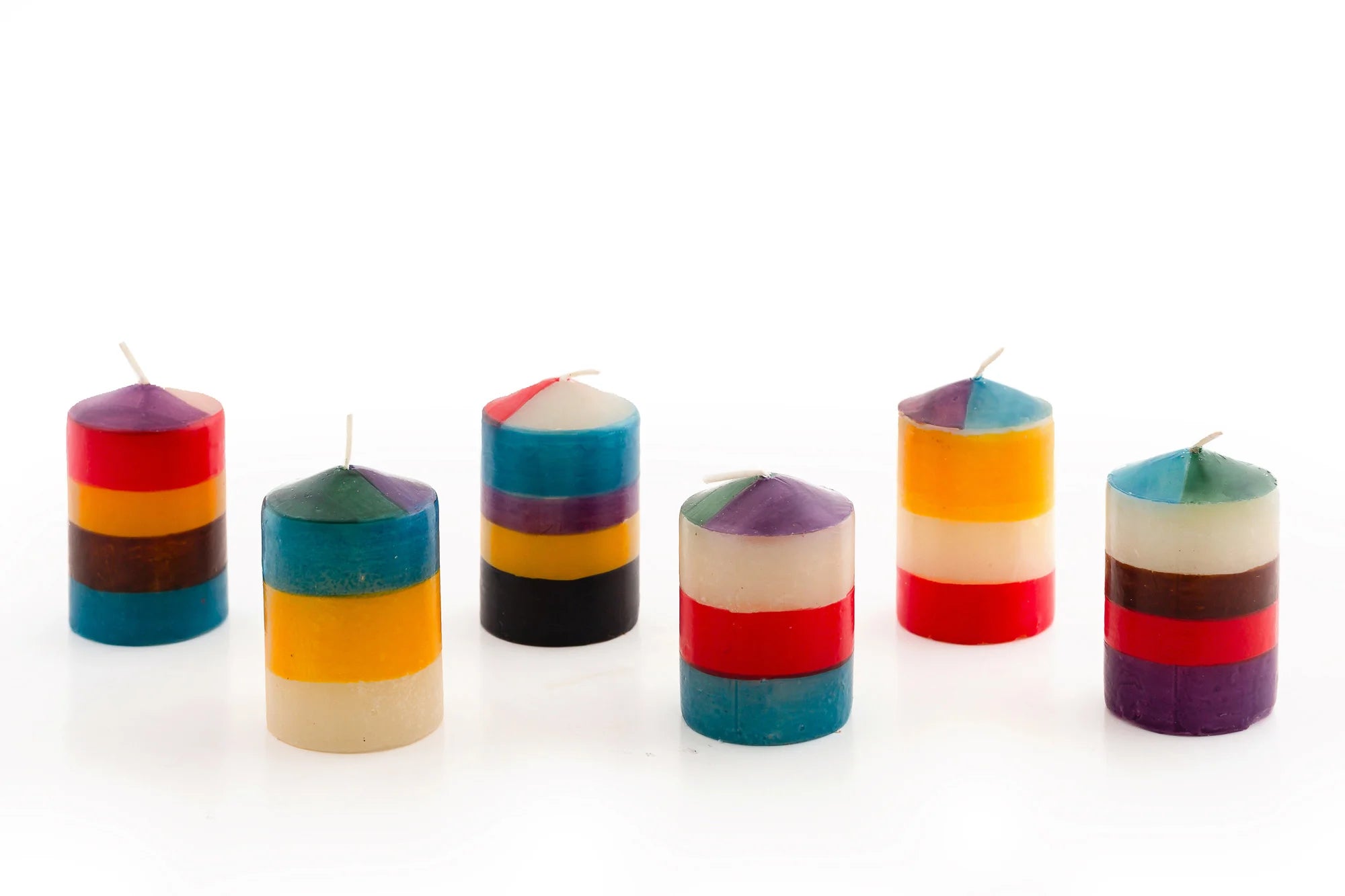 Memphis Stripe Painted Candles