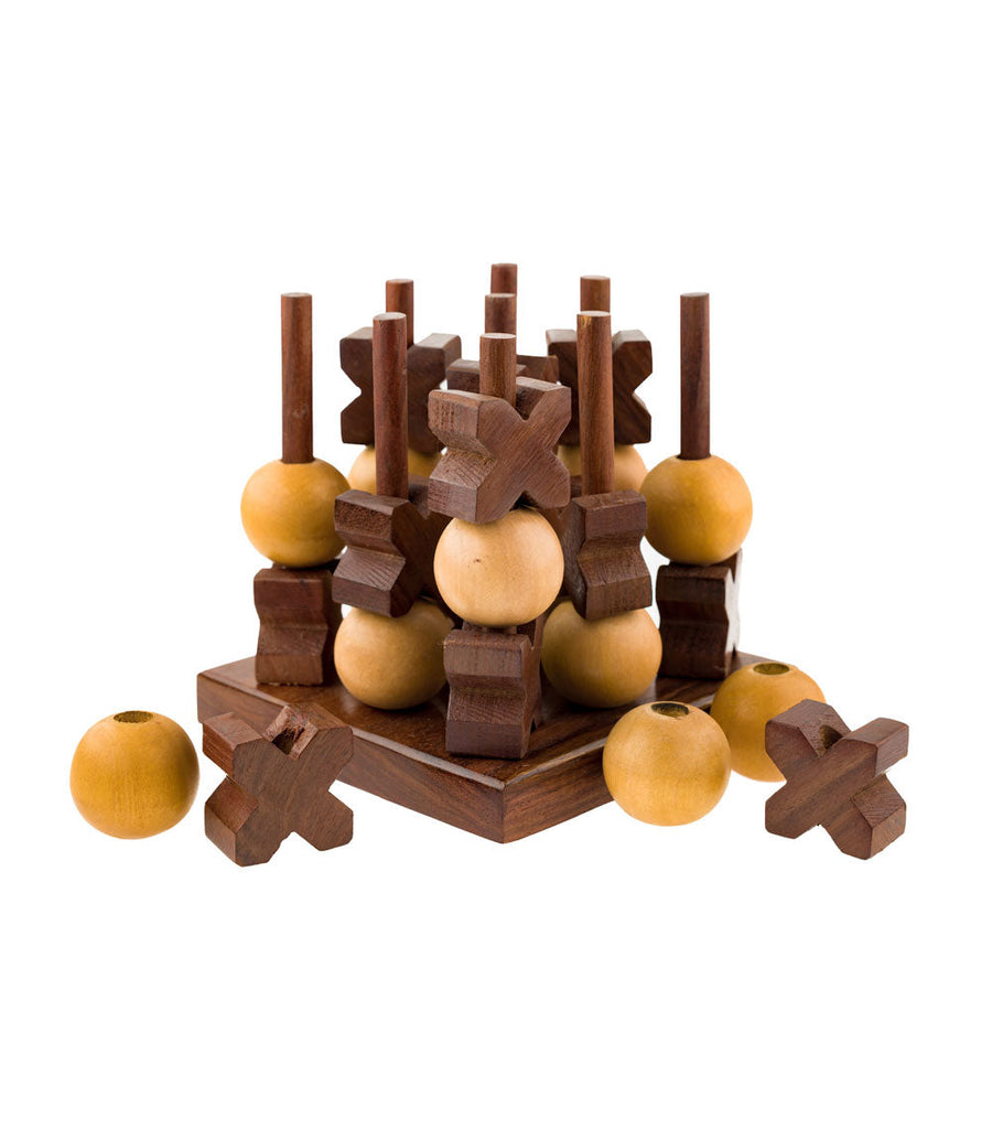 Handcrafted Rosewood 3D Tic Tac Toe Game Set