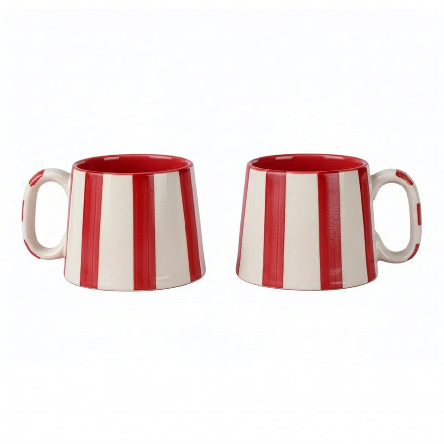 Handmade Ceramic Red Stripe Coffee & Tea Mug