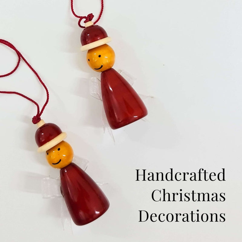 Handcrafted Christmas Tree Ornaments – Santa’s Elves | Set of 2