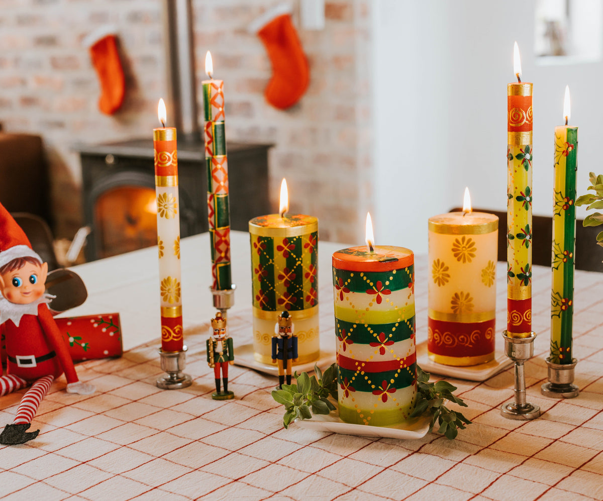 Traditional Christmas Painted Candles