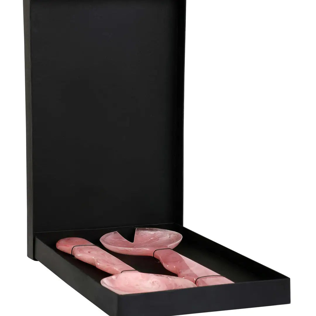 Handcrafted Resin Salad Server, Pink Set of 2