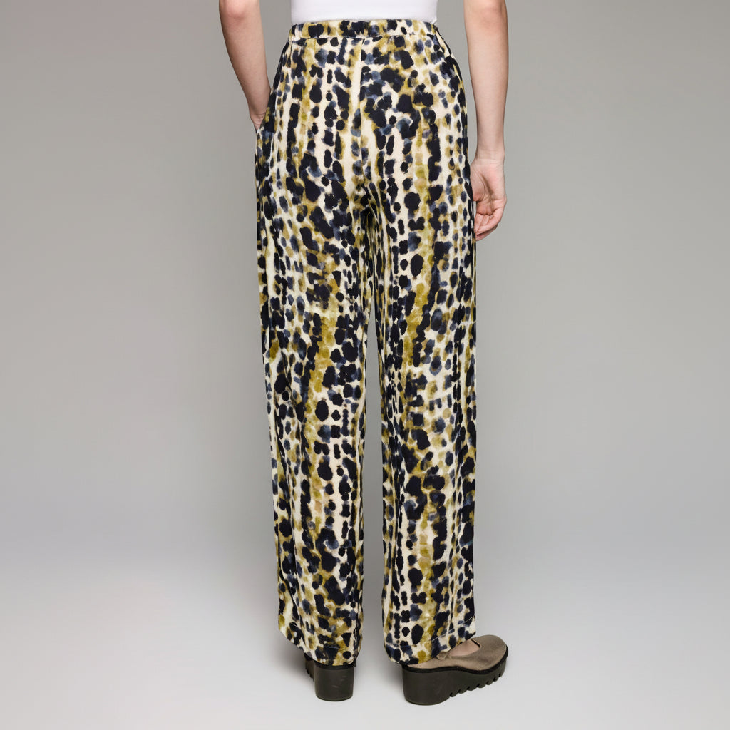 Crepe Patterned Pant - Ivory/Olive/Slate