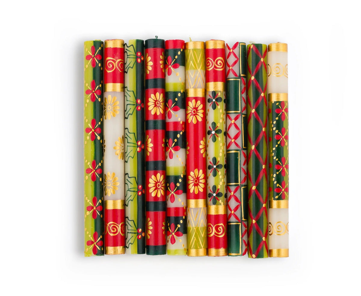 Traditional Christmas Painted Candles