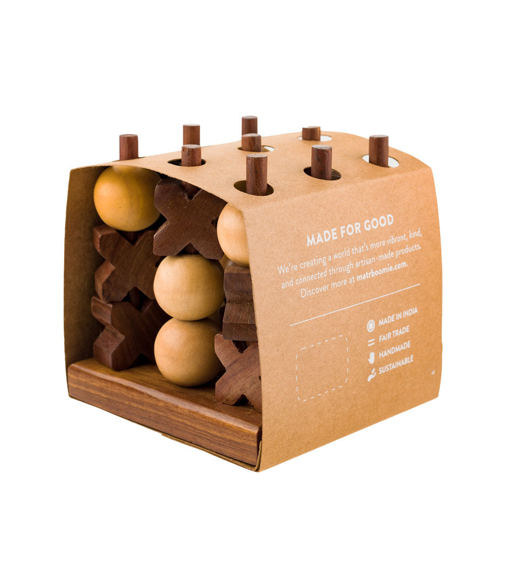Handcrafted Rosewood 3D Tic Tac Toe Game Set