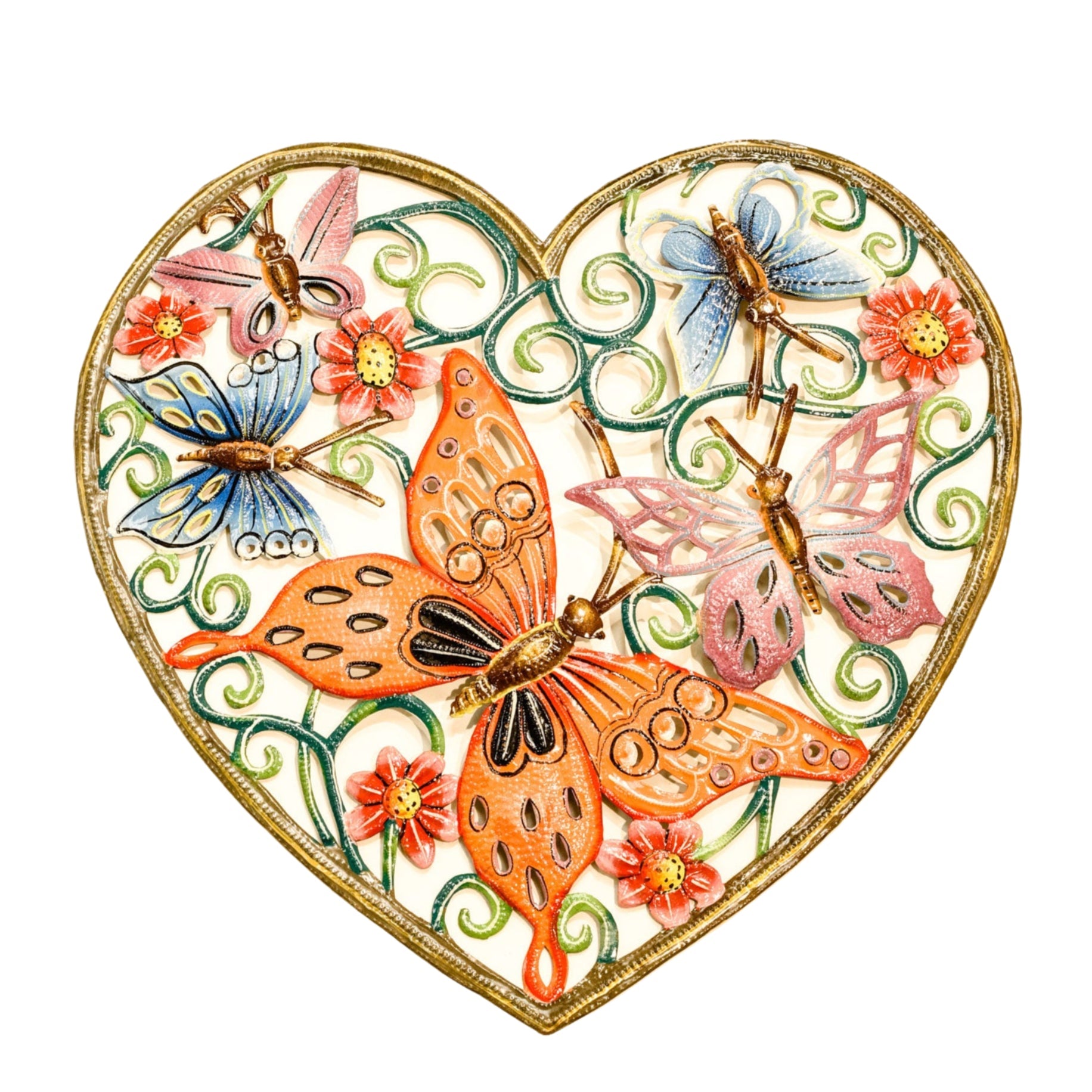 Painted Butterfly Heart - Metal Wall Art
