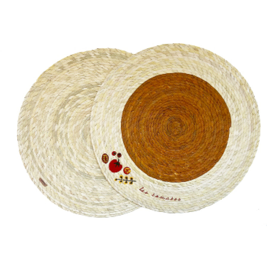 S/2 Palm Double Sided Placemat with Embroidery - Les Tomates