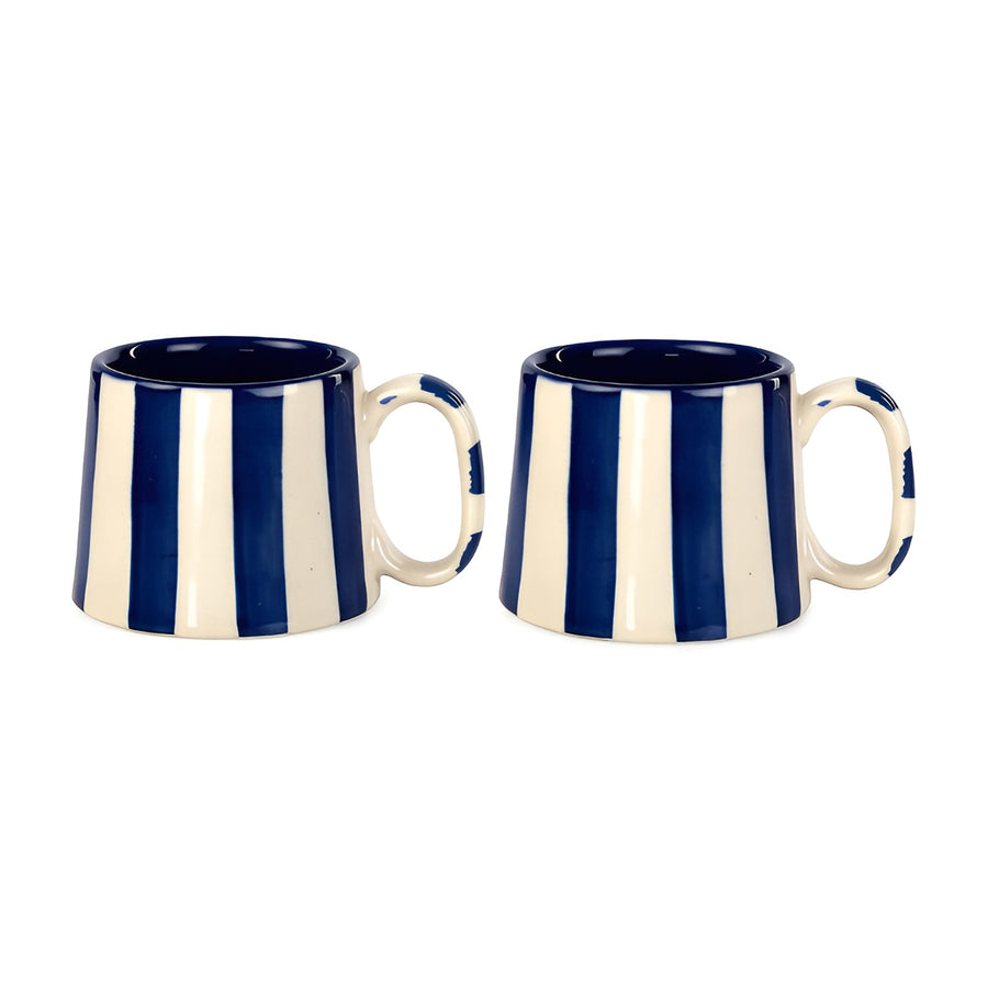 Handmade Ceramic Dark Blue Stripe Coffee & Tea Mug