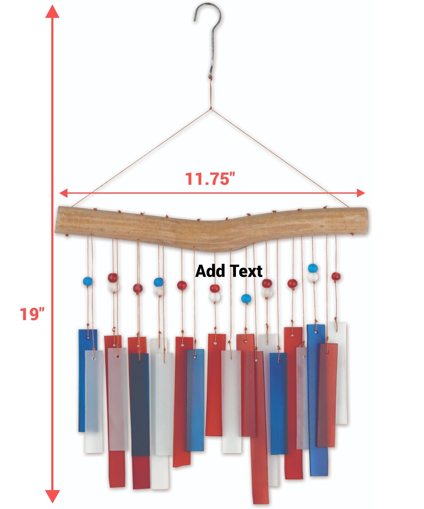 Patriotic Recto Sea Glass Wind Chime