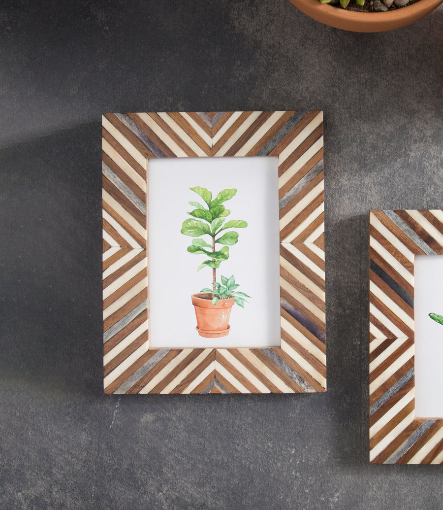 Banka Mundi Bone & Wood Inlay Picture Frame, 5" x 7"
