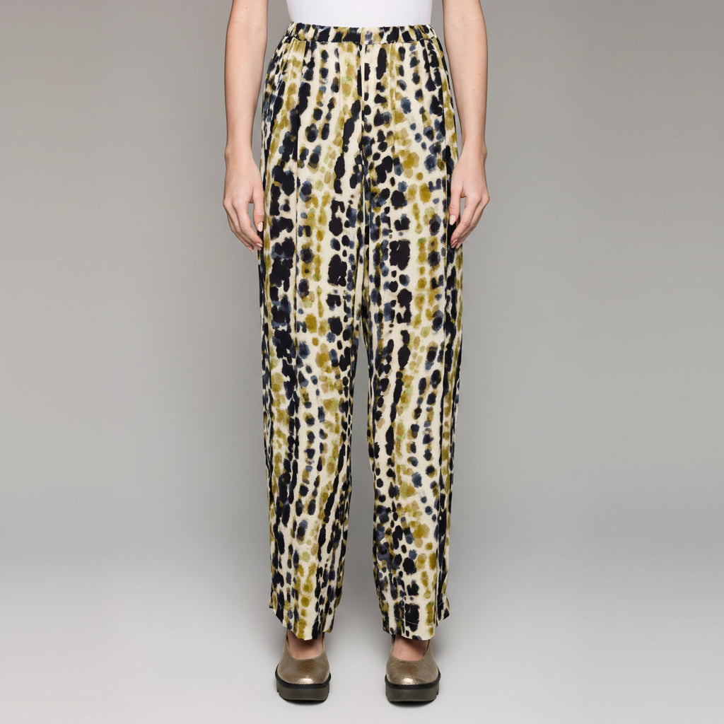 Crepe Patterned Pant - Ivory/Olive/Slate