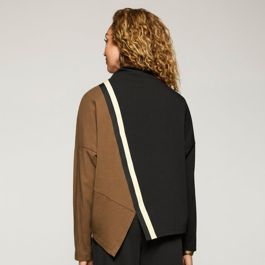 Color Block Racing Top - Black/Latte/Ivory