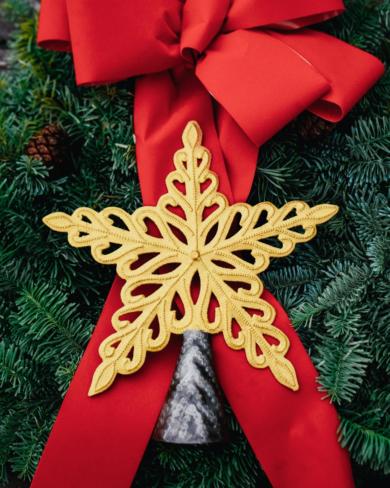 Handcrafted Gold Blooming Star Tree Topper, 9.5"