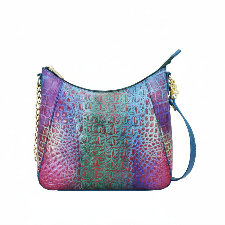 Rainbow Zip-Top Shoulder Hobo
