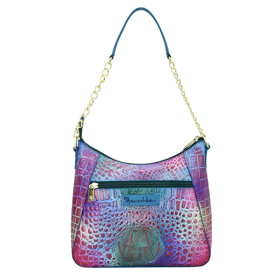 Rainbow Zip-Top Shoulder Hobo