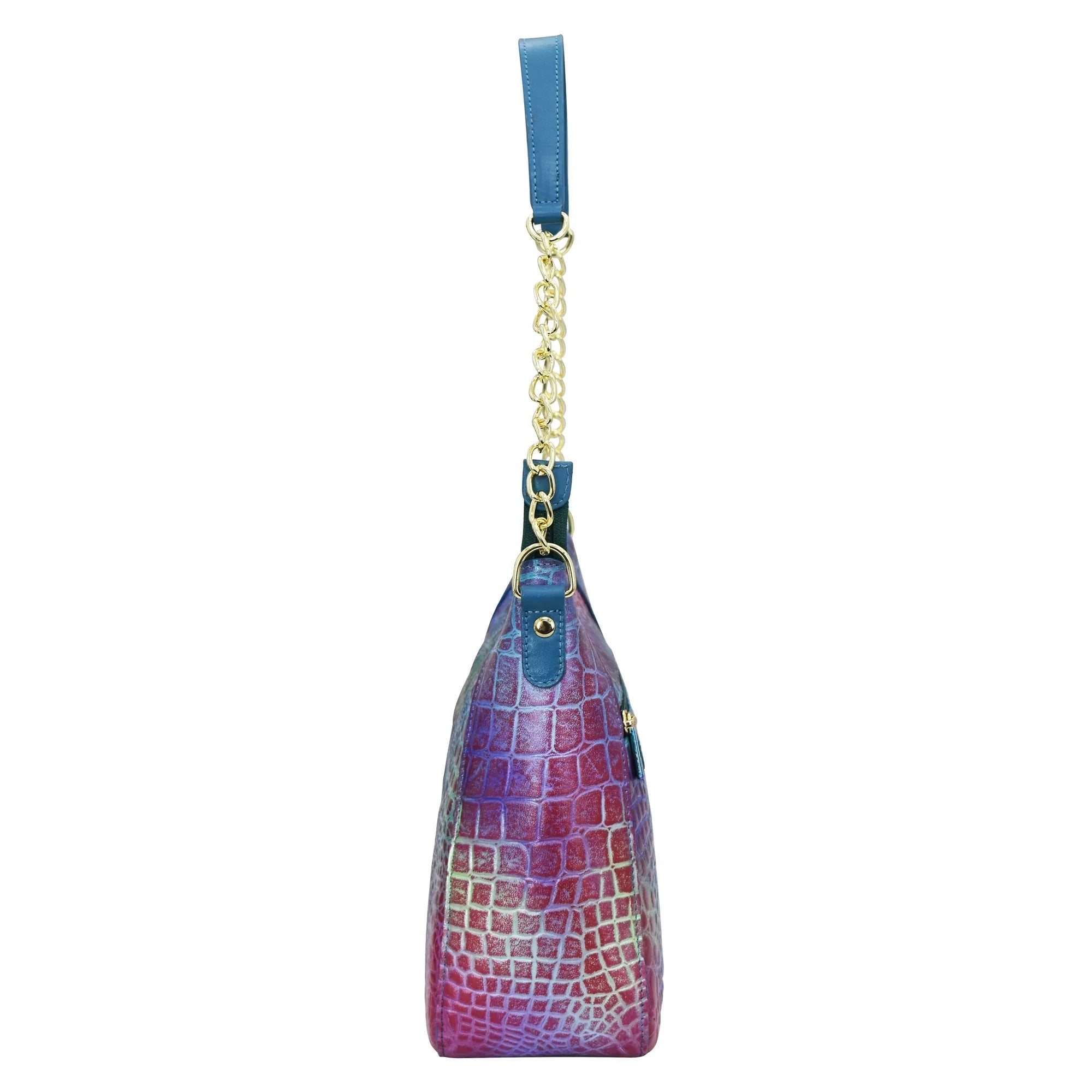 Rainbow Zip-Top Shoulder Hobo