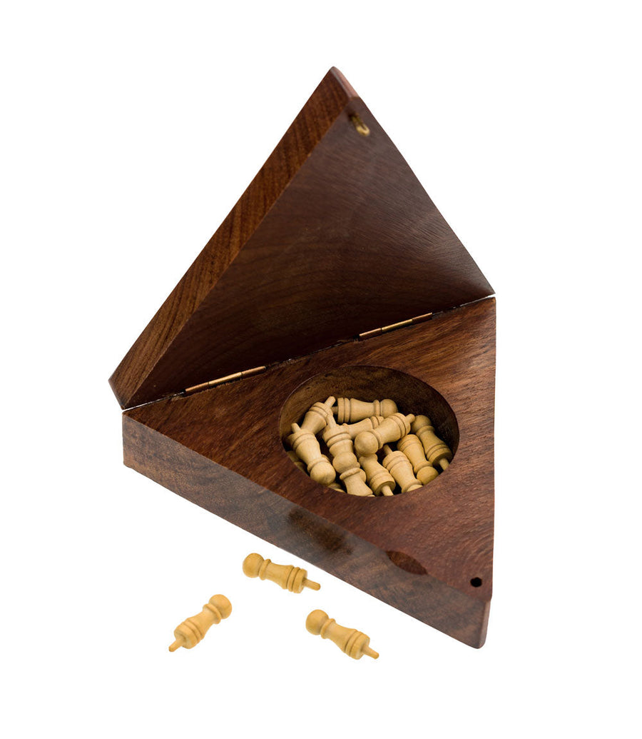 Handcrafted Rosewood Wood Solitaire Peg Game – Travel Size