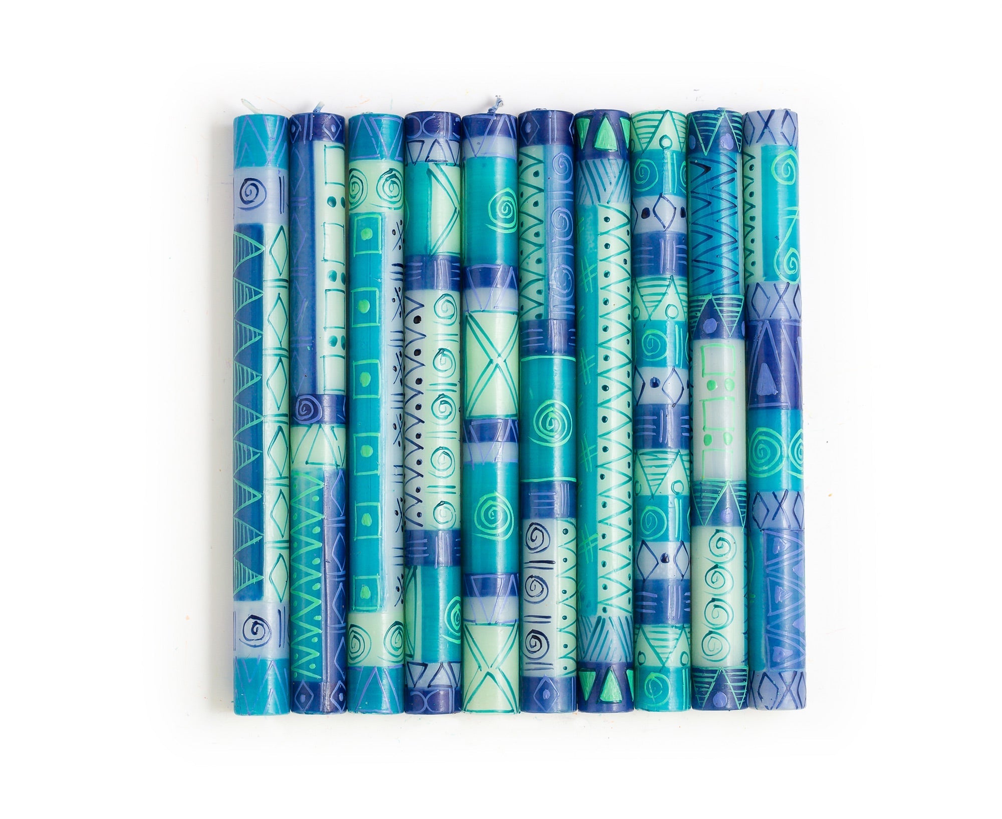 Blue & Green Painted Candles