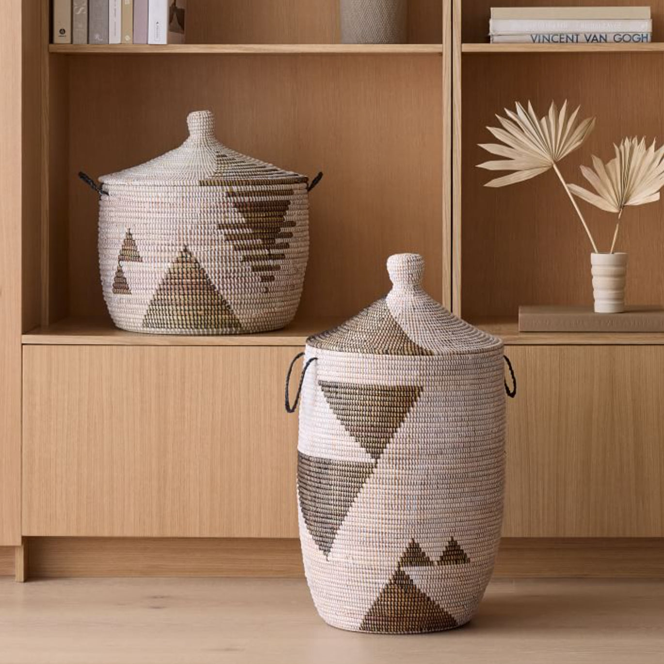 Handwoven Graphic Print Storage Basket, 28"