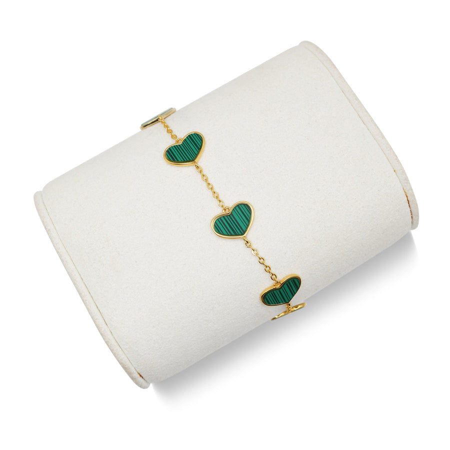 Everly Bracelet - Emerald Hearts