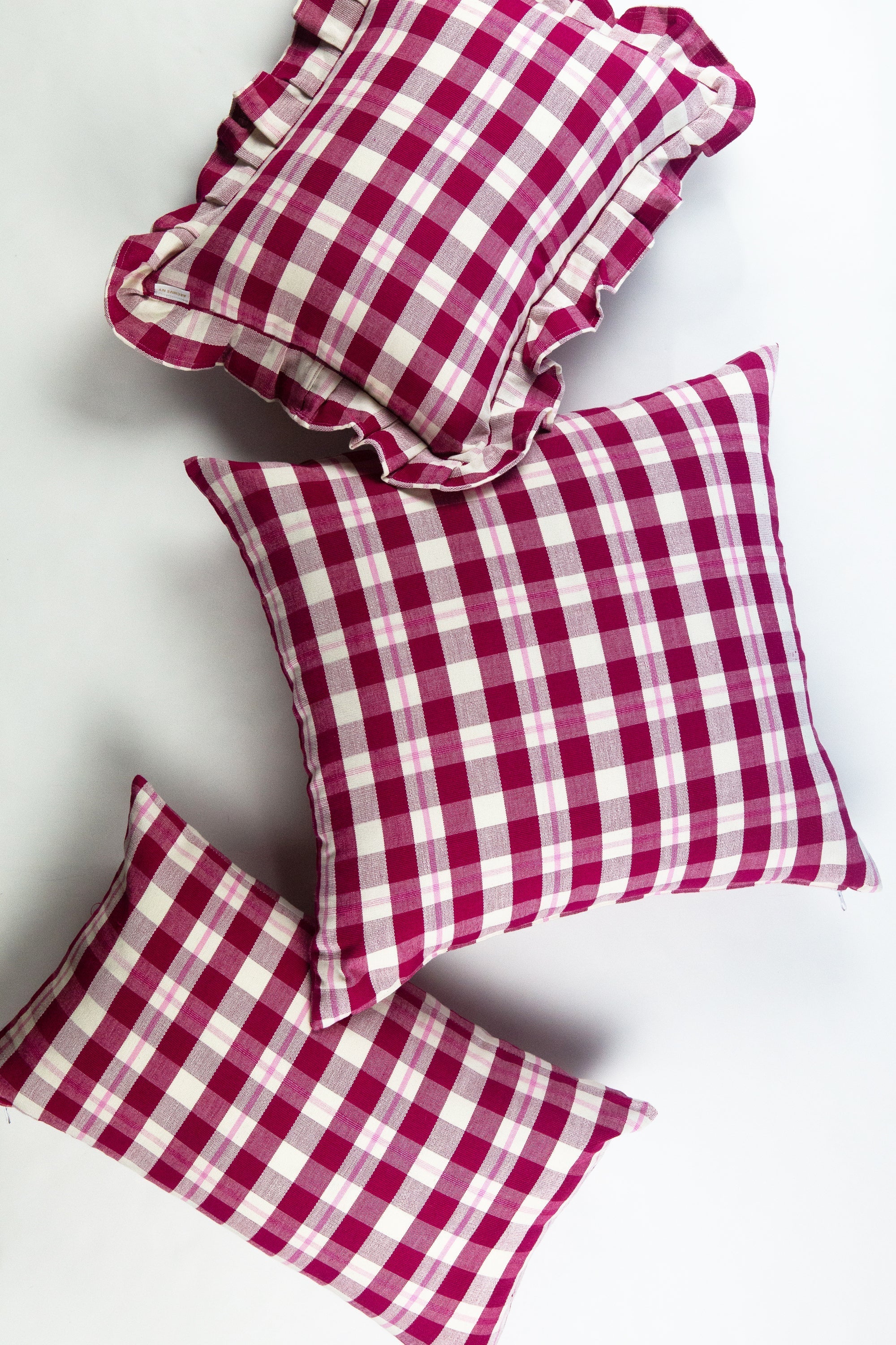 Archive NY Abigaill Handmade Plaid Ruffle Pillow, 15"x 20"
