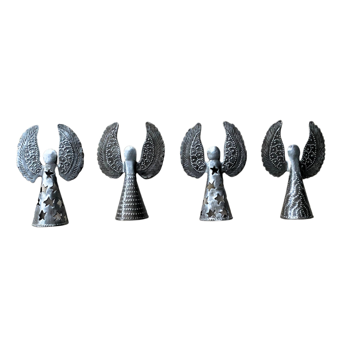 Handcrafted Steel Angel Figurine Set of 4