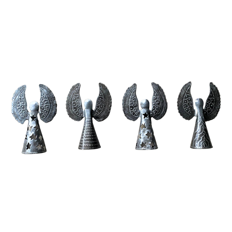 Handcrafted Steel Angel Figurine Set of 4