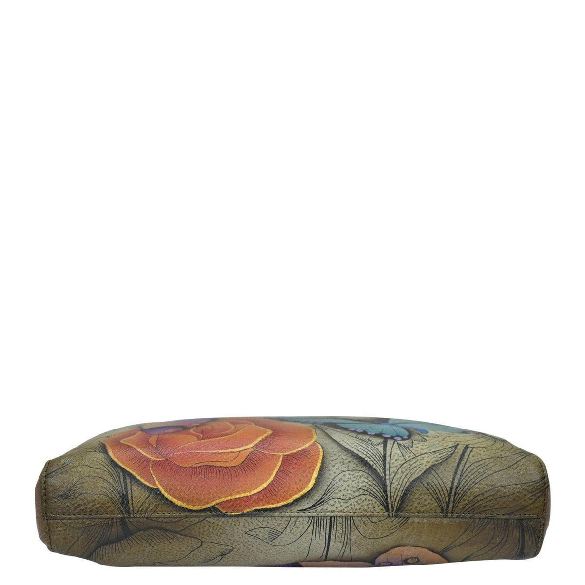 Floral Paradise Hand-Painted Leather Slim Crossbody