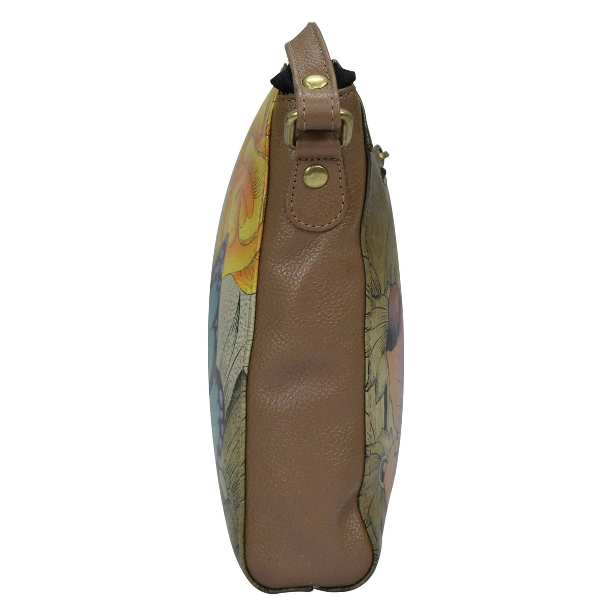 Floral Paradise Hand-Painted Leather Slim Crossbody