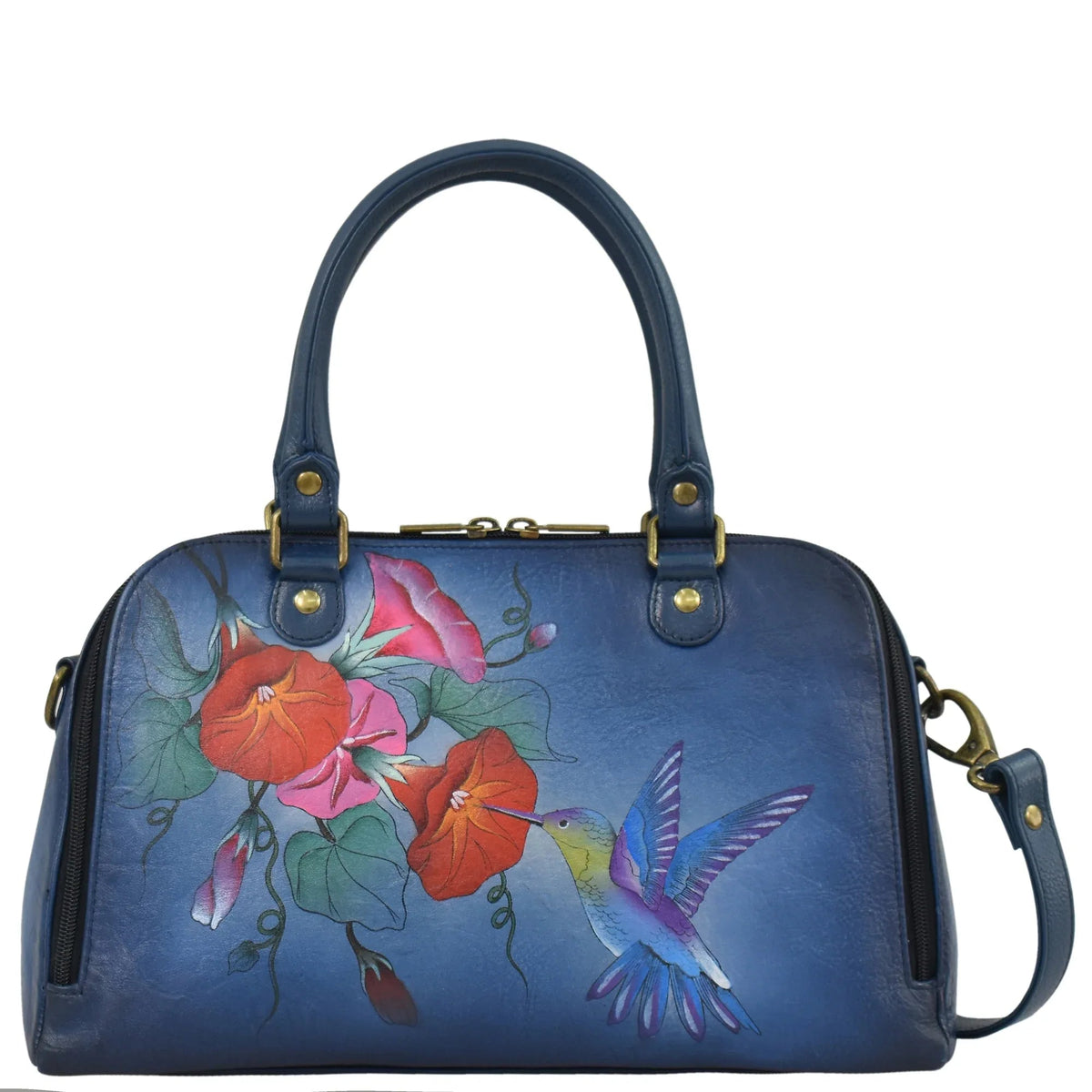 Hummingbird Glory Leather Organizer Satchel
