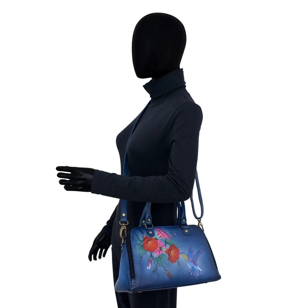 Hummingbird Glory Leather Organizer Satchel