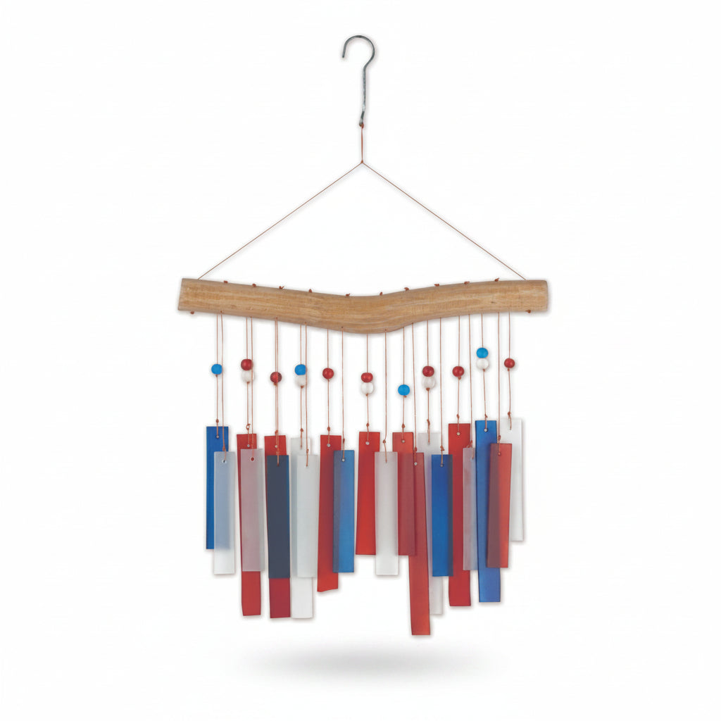 Patriotic Recto Sea Glass Wind Chime