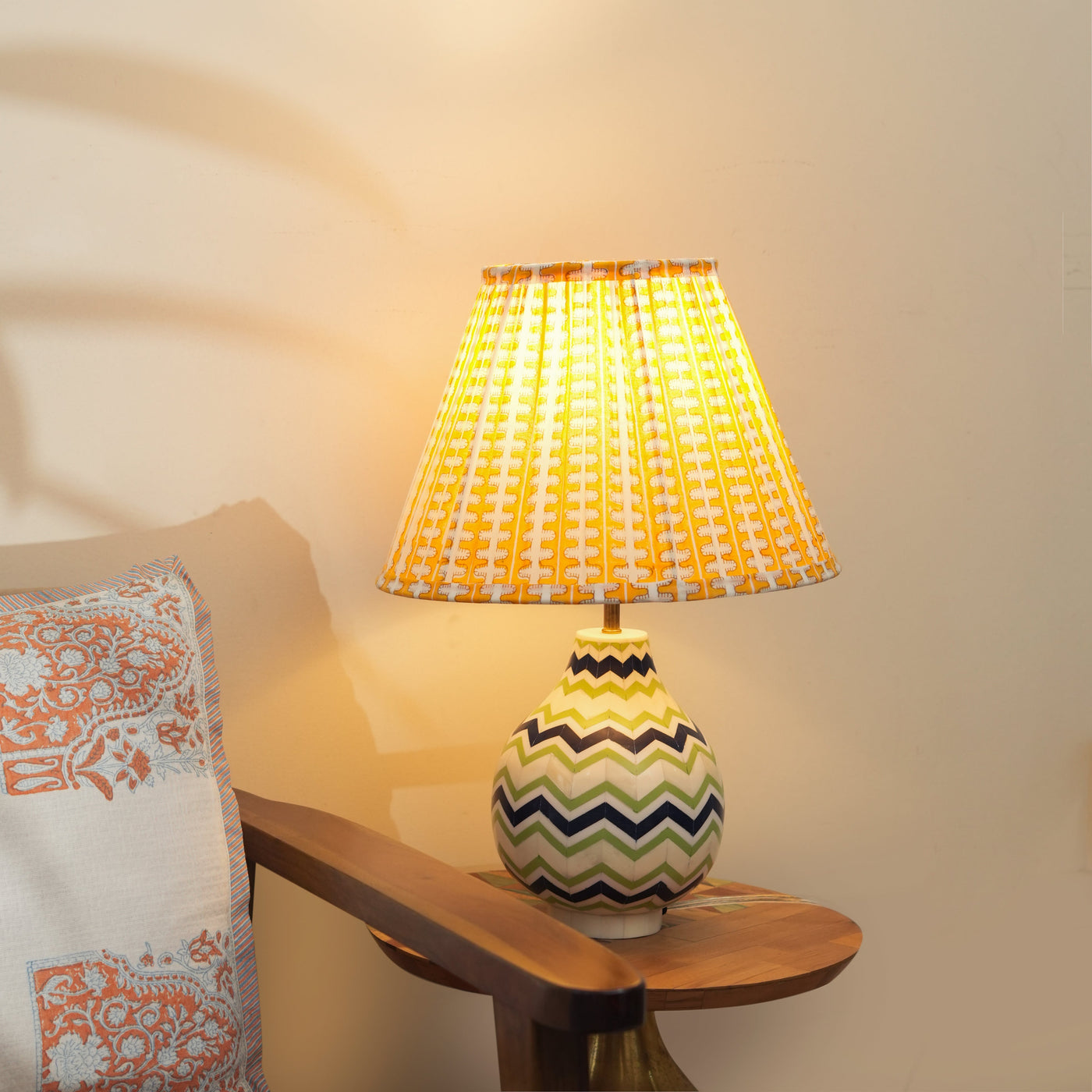 Meadow Striped Handblocked Lampshade