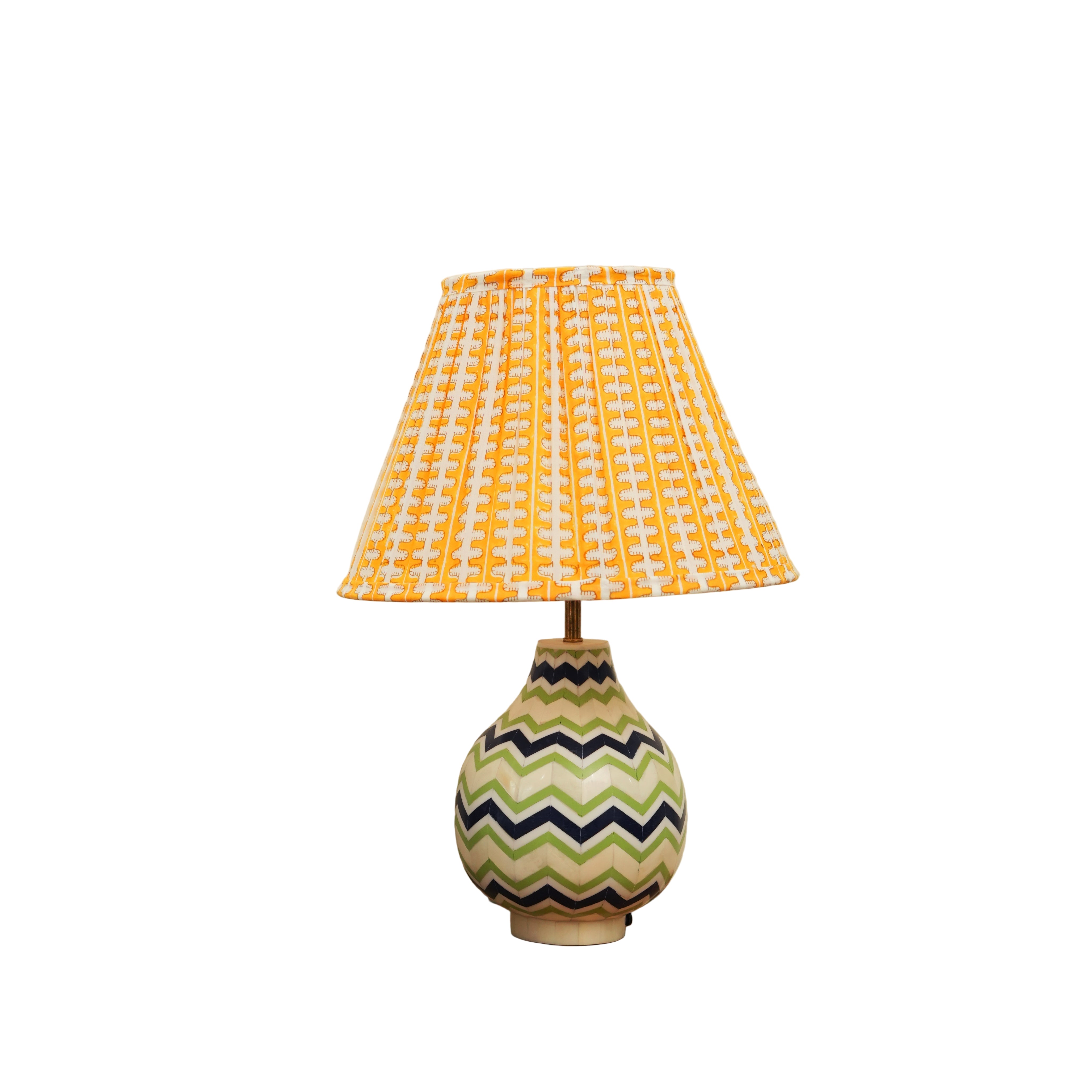 Handcrafted Bone Inlay Lamp Base, Chevron