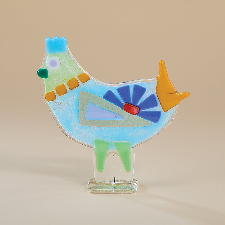 Fused Glass Chicken Sculpture