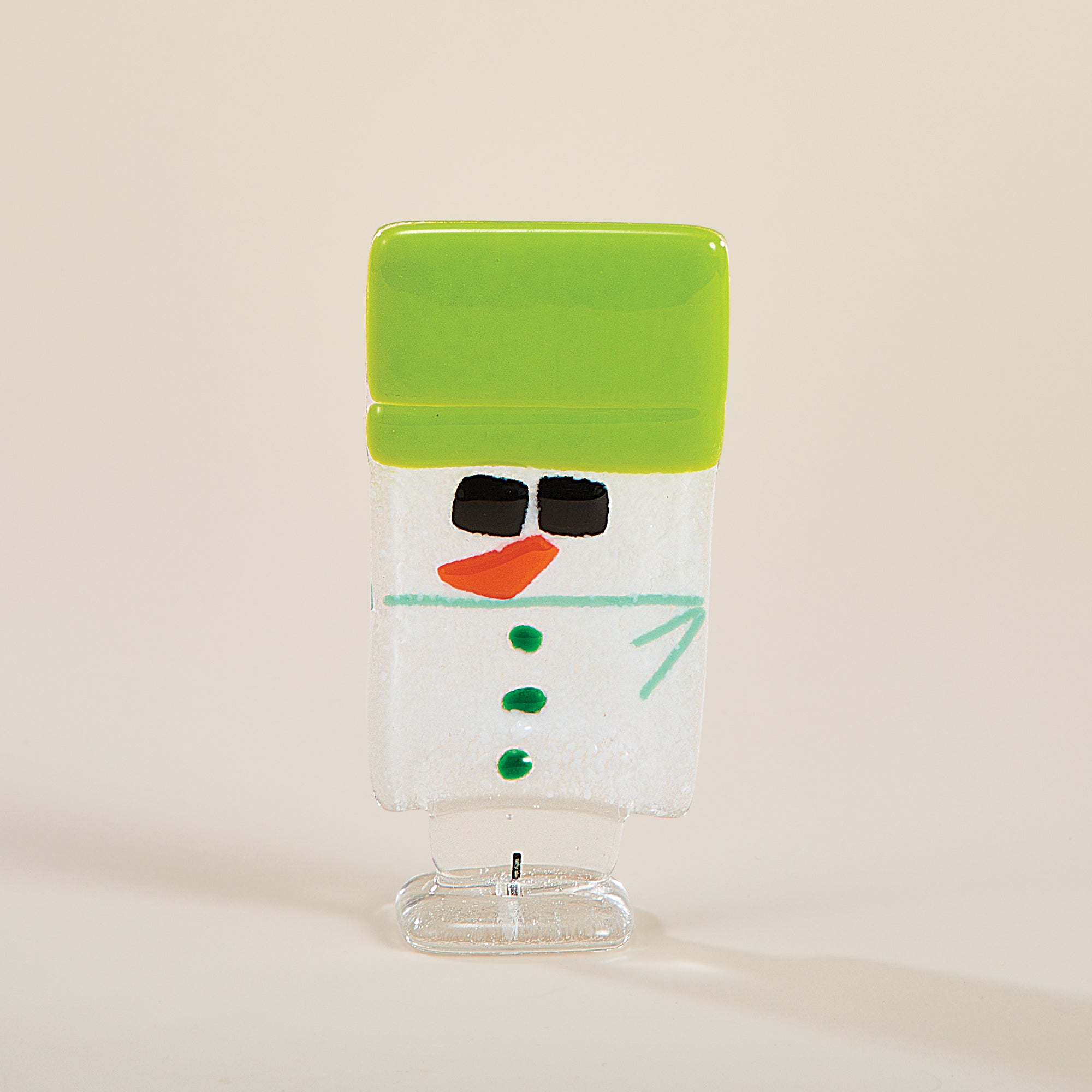 Fused Glass Mini Snowman Figurine