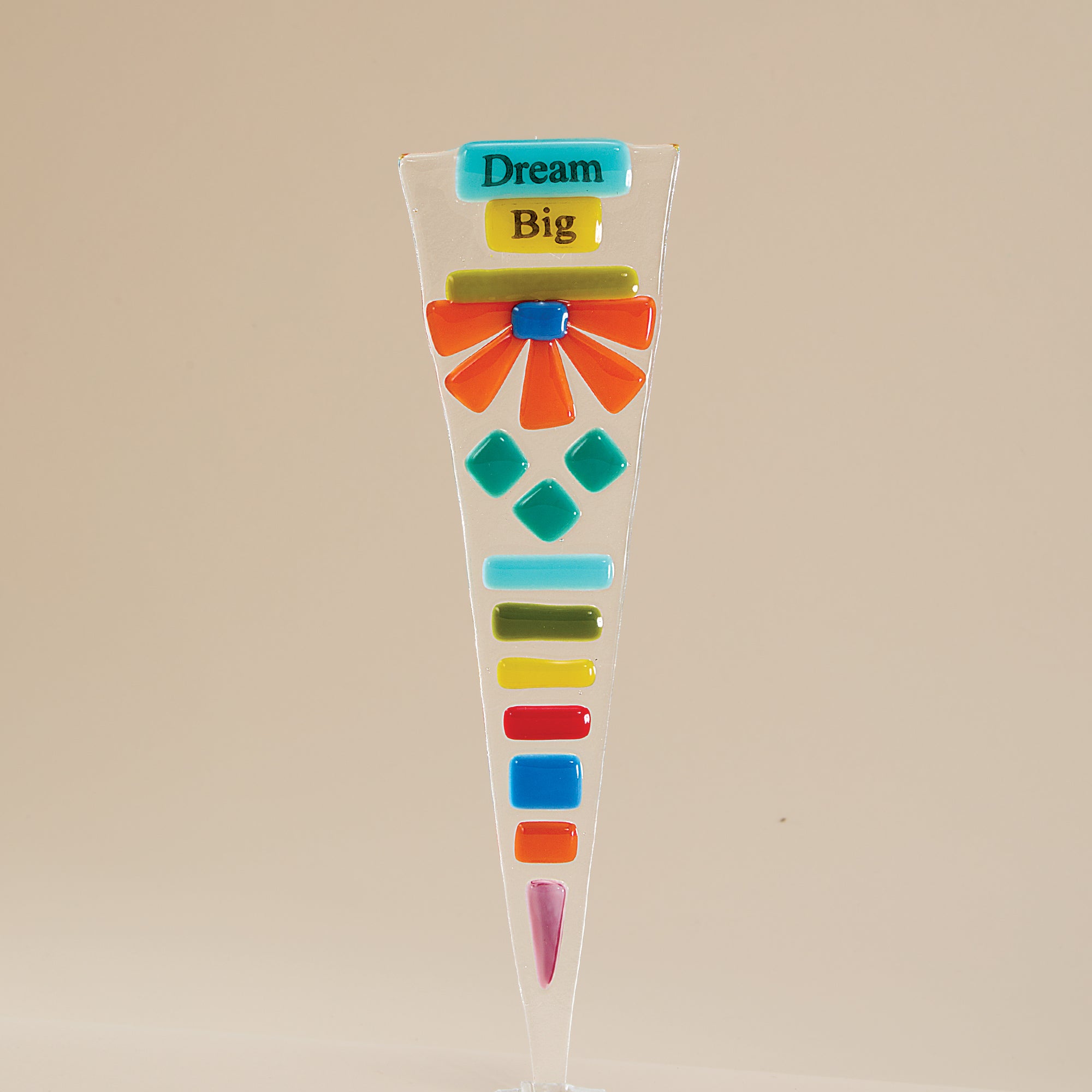 Fused Glass Dream Big Garden Stake