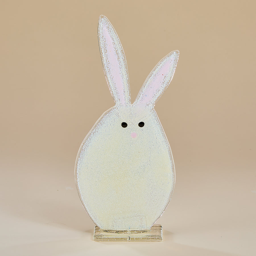 Fused Glass White Bunny Sculpture