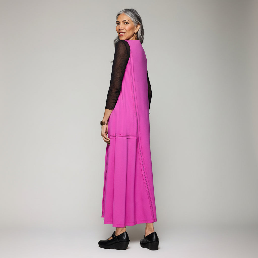 Sleeveless Elemental Dress - Fuschia/Black