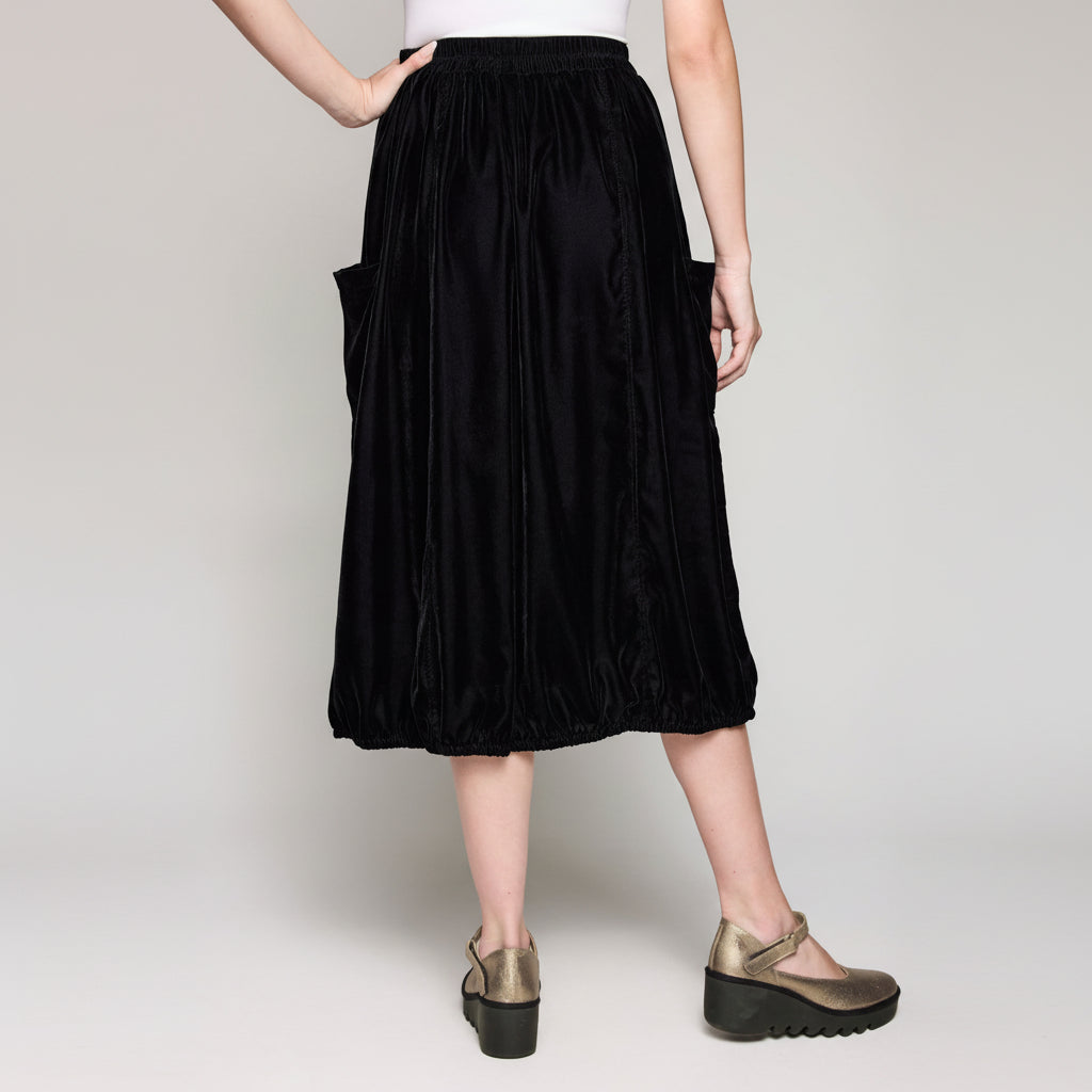 Velvet Cargo Skirt - Black