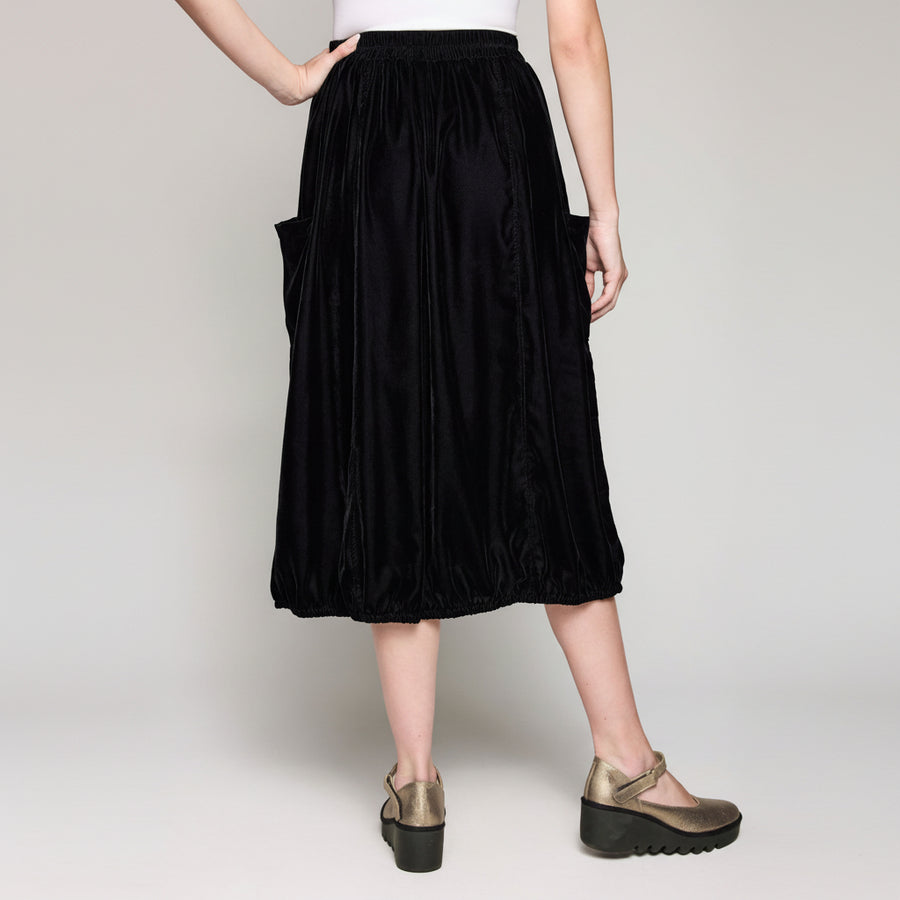 Velvet Cargo Skirt - Black