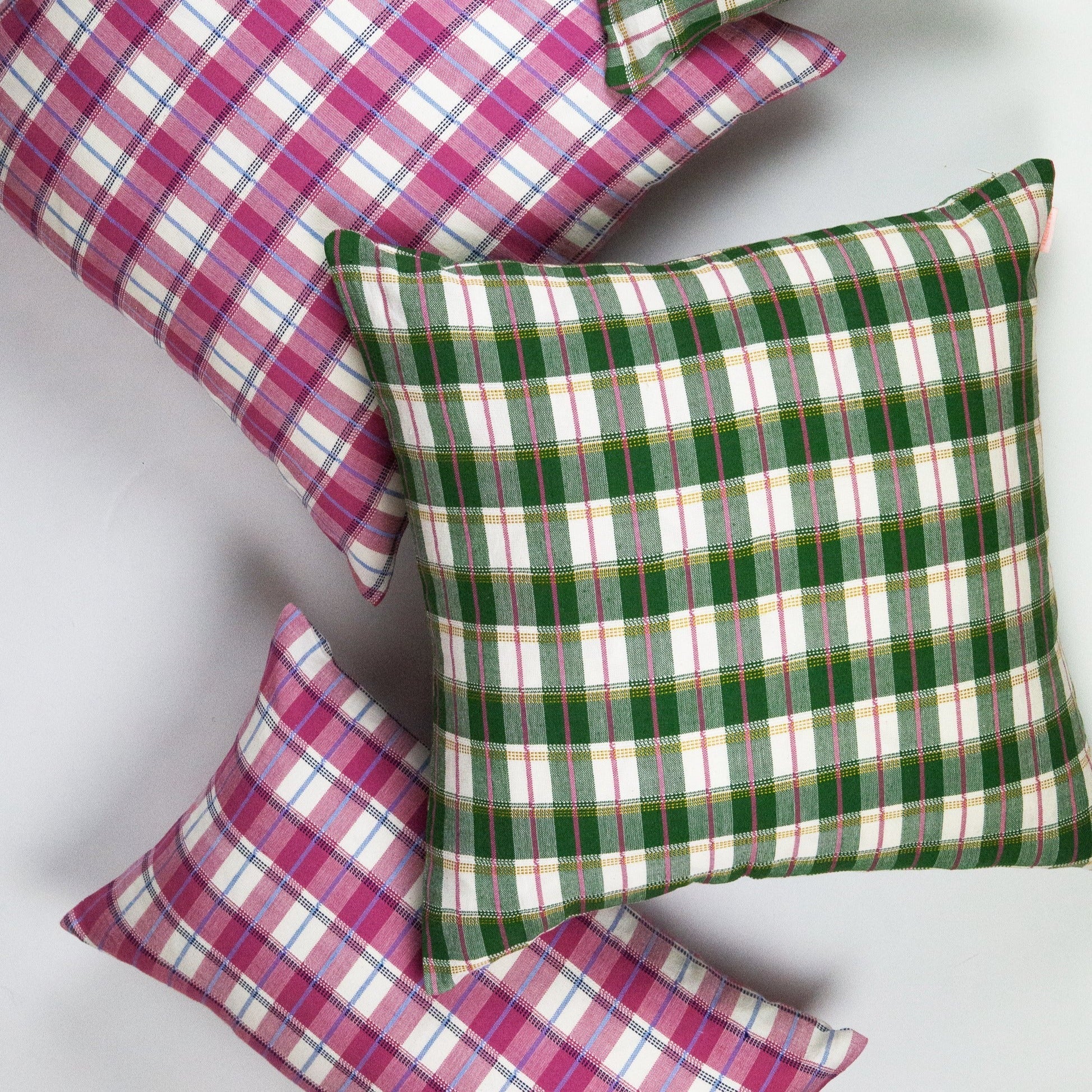 Archive NY San Andres Gingham Green Square Pillow, 20"