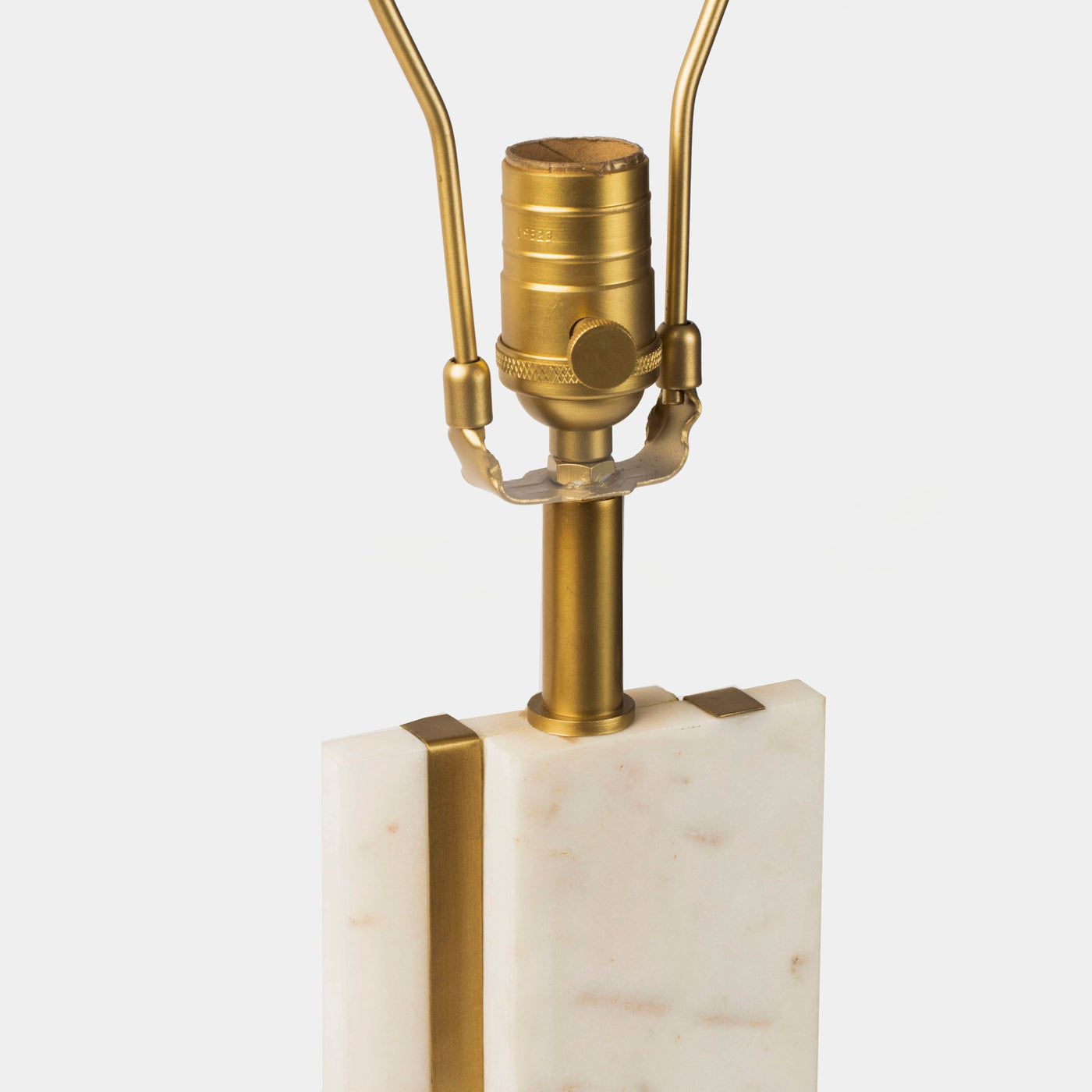 Handcrafted Marble Sculptural Lamp Base with Brass Detail