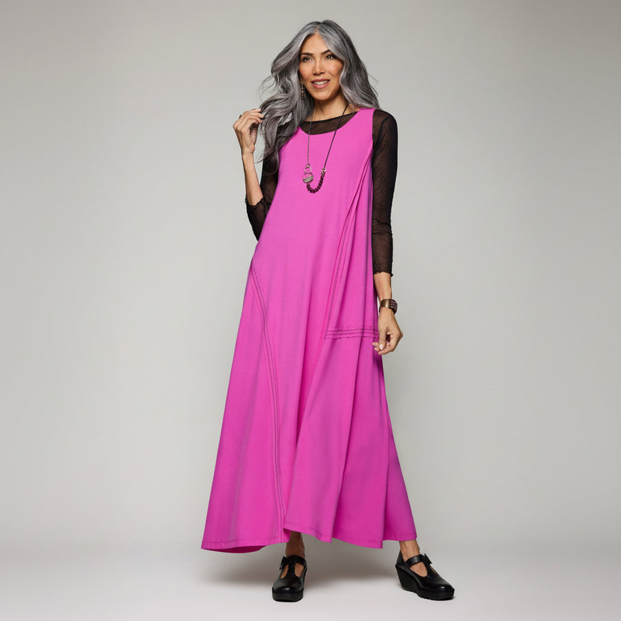 Sleeveless Elemental Dress - Fuschia/Black