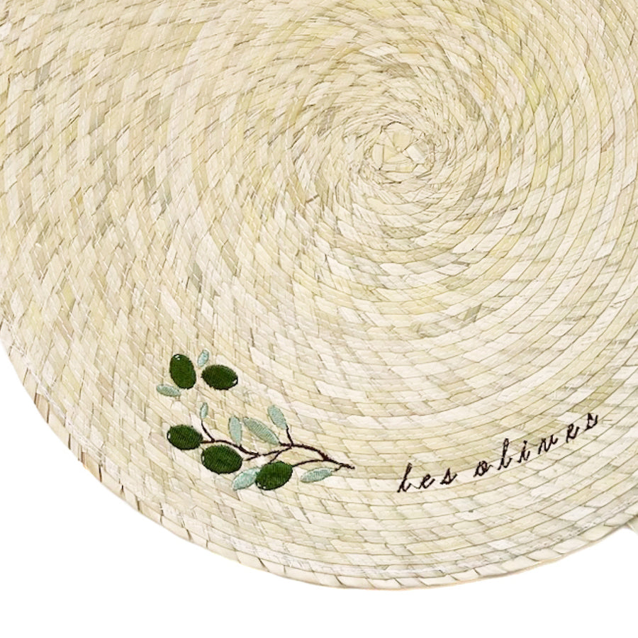 D/2 Palm Double Sided Placemat with Embroidery - Les Olives