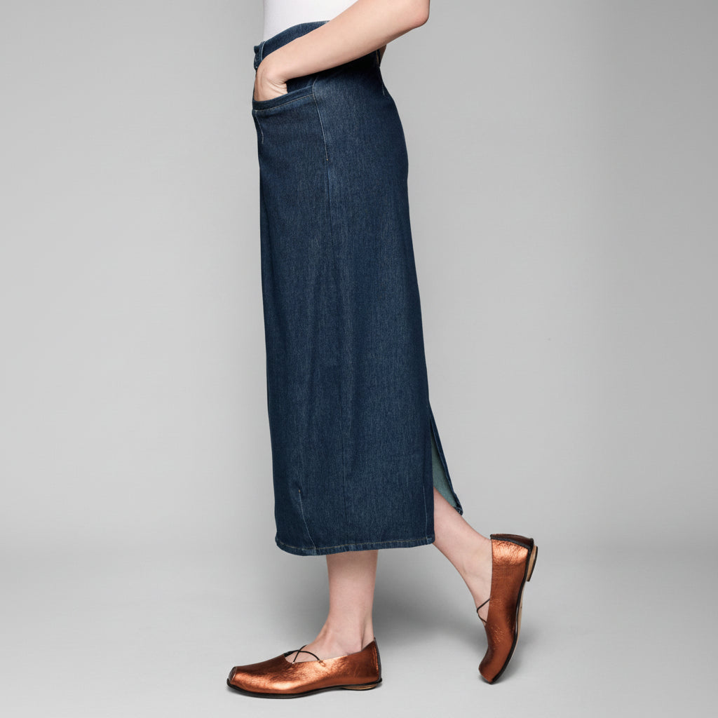 Dream Knit Denim Cocoon Skirt - Indigo
